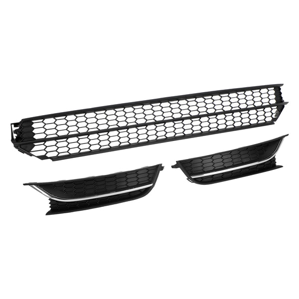 VW Passat 12-15 Front Lower Grille + Fog Light Cover W/O Hole Combo Set Generic