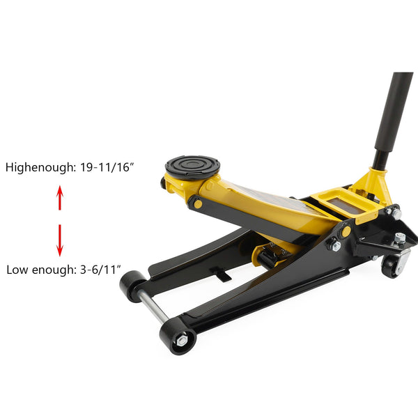 3 Ton Aluminum Steel Floor Jack With Dual Pistons Quick Lift Pump Lift Car Auto Generic