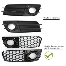 Pair Honeycomb Mesh Fog Light Open Vent Grill Intake For Audi A4 B8 2009-2012 Generic