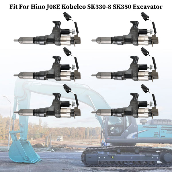 Injecteurs de carburant 095000 – 6593, adaptés à Hino J08E Kobelco 1984-2018 3.8 4.7 Diesel générique 6 pièces