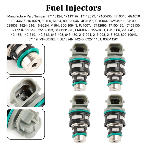 1995-1997 Pontiac Sunfire 4 inyectores de combustible 17113124 17113197 genérico