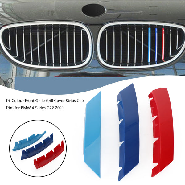 2021 BMW 4 Series G22 Tri-Colour Front Grille Grill Cover Strips Clip Trim Generic
