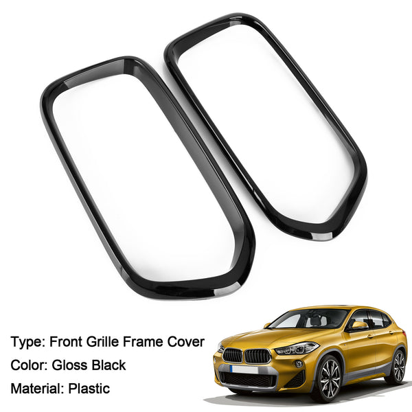 BMW X2 Series F39 2018-2021 Gloss Black Front Bumper Grill Frame Cover Trim Generic