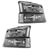 03-06 Silverado 1500/3500/1500 HD/500 HD Carcasa negra Faros laterales transparentes/conjunto de lámpara 10396913 15199557 2503224 Genérico