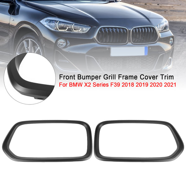 BMW X2 Series F39 2018-2021 Matt Blcak Front Bumper Grill Frame Cover Trim Generic