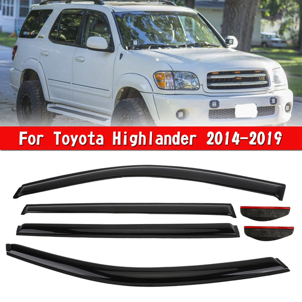 Autofenster-Sonnen-Regenschutz-Visier-Set, 6-teilig, für Toyota Highlander 2014–2019, generisch