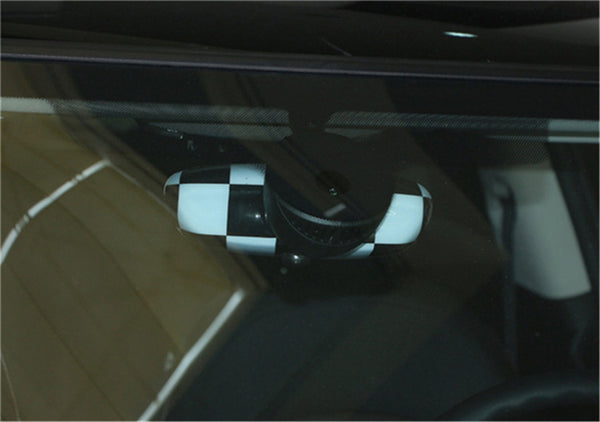 BMW MINI Cooper R55 R56 Black Checkered Pattern Rear View Mirror Cover Generic