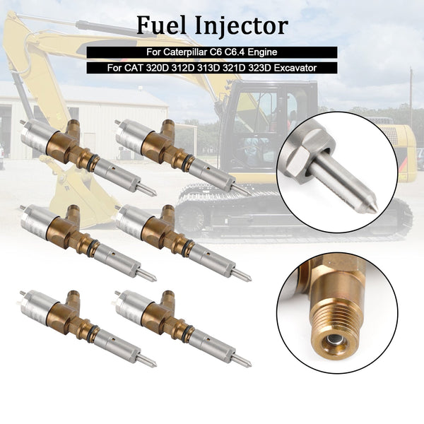 Injetores de combustível 3264700 10R-7675 genéricos da máquina escavadora 6PCS CAT 320D 312D 313D 321D 323D