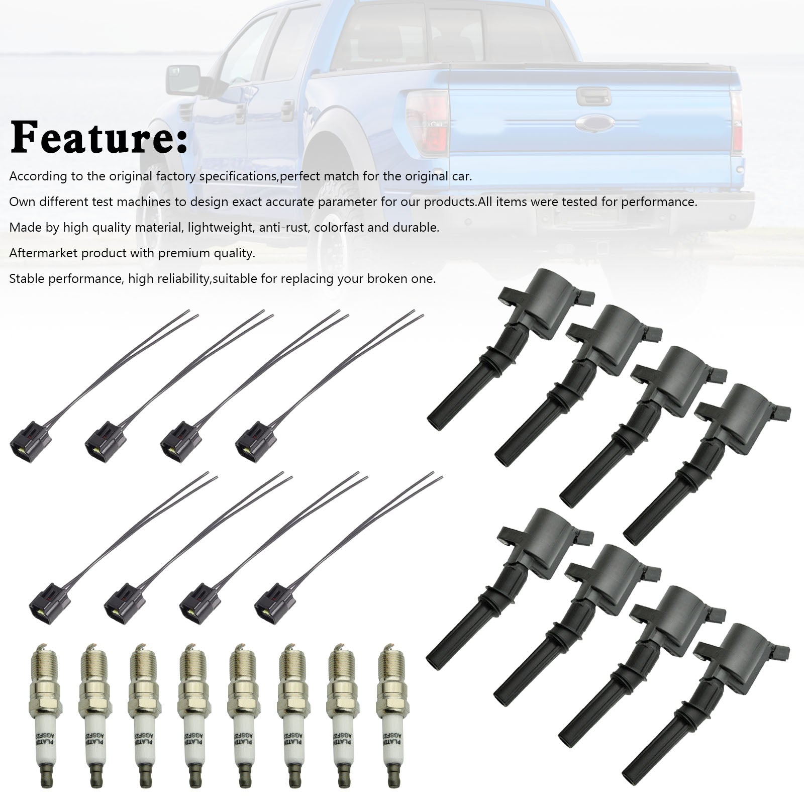 2005–2008 Ford Expedition Lincoln Navigator 5,4 l V8 8-fach Zündspule + Zündkerze + Stecker FD508 DG511