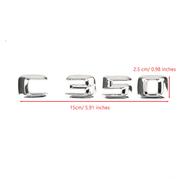 Emblema do porta-malas traseiro, placa de identificação, letras, números, fit Mercedes C350 Chrome genérico