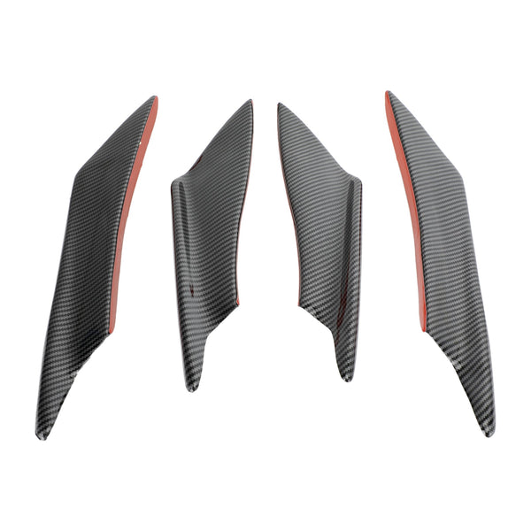 4st Universal främre stötfångare Fenor Body Splitter Spoiler Canards Kolfiber Look