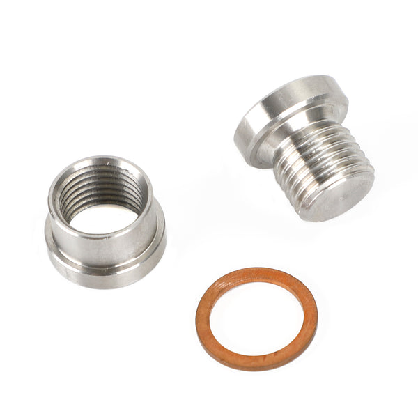 M12 x 1.25 Oxygen Sensor Adapter Spacer Hex Plug Nut Kit Stainless steel