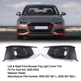 2020-2022 Audi A4L Left & Right Front Bumper Fog Light Grille Cover Trim 8WD807682L/1L Generic
