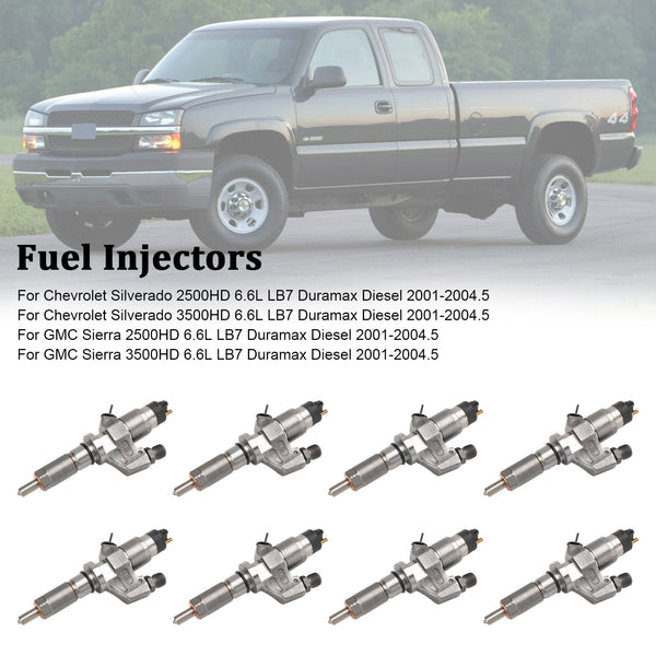 2001-2004.5 Chevy Silverado 2500HD/3500HD 6.6L LB7 Duramax Diesel 8 pièces injecteurs de carburant 0445120008 0986435502 97208074 générique