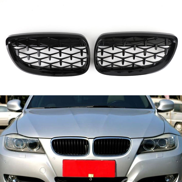 2006-2010 BMW E92 2D Pre-Facelift(include Diesel Series) Front Kidney Grille Grill 2DR Meteor Black 51137157277 Generic
