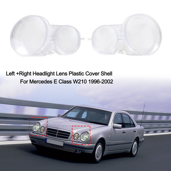1996-2002 Mercedes E Class W210 Left +Right Headlight Lens Plastic Cover Shell Generic