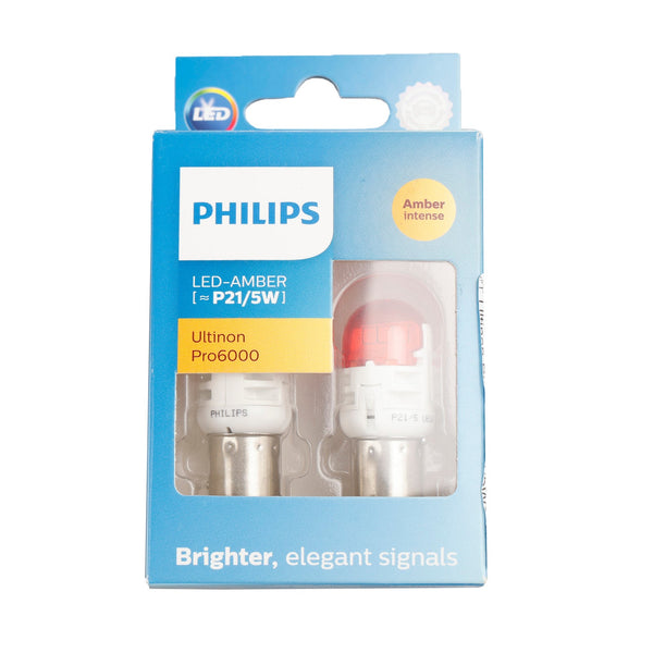 Para Philips 11499AU60X2 Ultinon Pro6000 LED-ÁMBAR P21/5W ÁMBAR Intenso 80/16lm Genérico