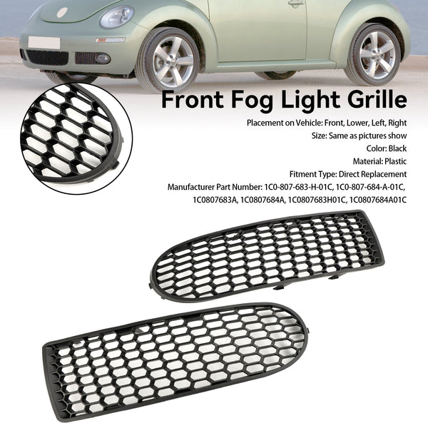 2006-2010 VW Volkswagen Beetle & Beetle Convertible Front Bumper Fog Light Grill 1C0-807-683-H-01C 1C0807683A