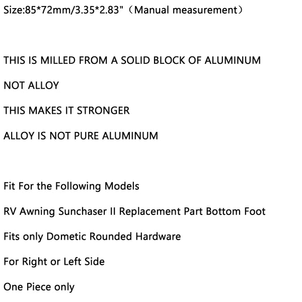 Aluminum RV Awning Hardware For Sunchaser II Awning Bottom Bracket Replacement Generic