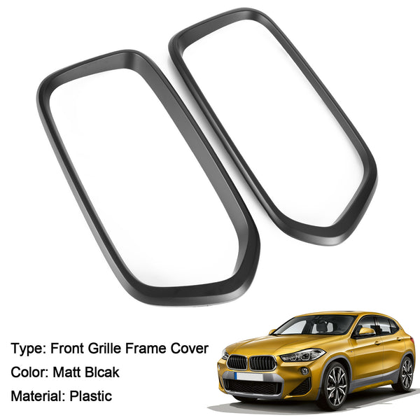 BMW X2 Series F39 2018-2021 Matt Blcak Front Bumper Grill Frame Cover Trim Generic