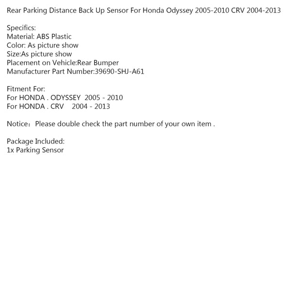 Einparkhilfe-Rückfahrsensor hinten für Honda Odyssey 2005–2010 CRV 2004–2013 Generisch