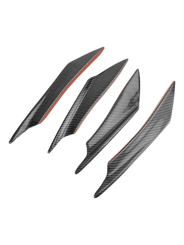 4pcs Universal Front Bumper Fins Body Splitter Spoiler Canards Carbon Fiber Look