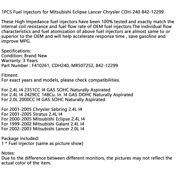 F410261 MR507252 842-12299 1PCS Einspritzdüsen für Mitsubishi Eclipse Lancer Chrysler CDH-240 842-12299 Generisch