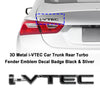 3D Metal i-VTEC Car Trunk Rear Turbo Fender Emblem Decal Badge Black & Sliver Generic
