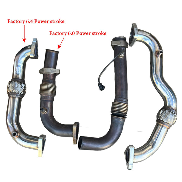 2008-2010 Ford 6.4 Powerstroke Diesel Exhaust Up-Pipe Heavy Duty Polished NO EGR Generic