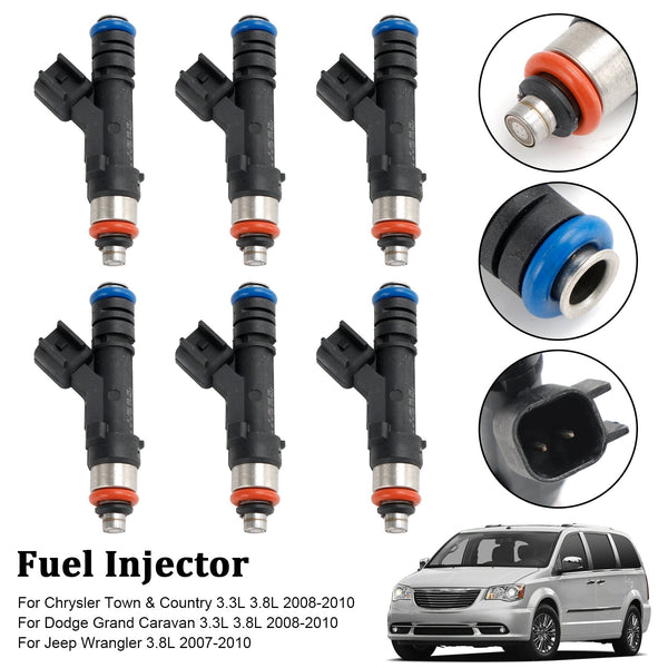 2007-2010 Jeep Wrangler 3.8L 6PCS Fuel Injector 0280158119 04861667AA 812-11131 Generic