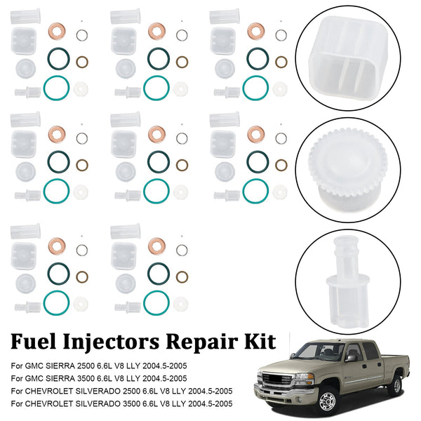 Kit di riparazione iniettore carburante 8 pezzi adatto a Chevy Fit GMC Duramax 6.6L 2004-2005 Diesel generico