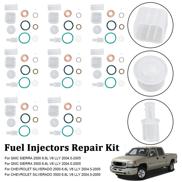 2004.5–2005 Chevy SILVERADO 2500/3500 6.6L V8 LLY 8-teiliges Reparaturset für Einspritzdüsen 0445120027 0986435504 97303657 Generisch