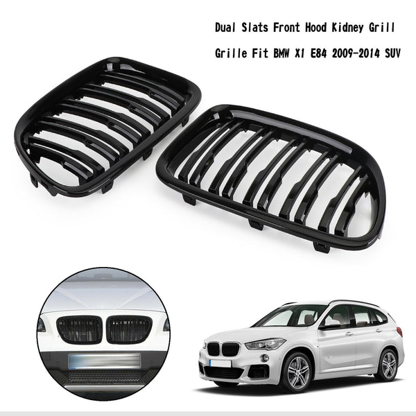 2009–2014 BMW X1 E84 SUV, glänzend schwarz, Doppellamellen, Fronthaube, Nierengrill, generisch