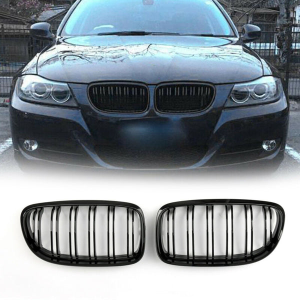2008-2012 BMW E90/E91 LCI 3 Series Front Kidney Grill Grilles Double Rib Generic
