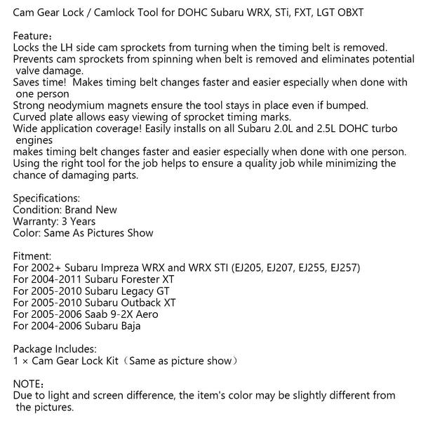 Cam Gear Lock Camlock Tool fit DOHC Subaru WRX STi FXT LGT OBXT Generic