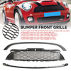 2008-2014 MINI R55 Cooper S & JCW 5 portas Estate 3 PCS Gloss Black Grade dianteira Grill genérico