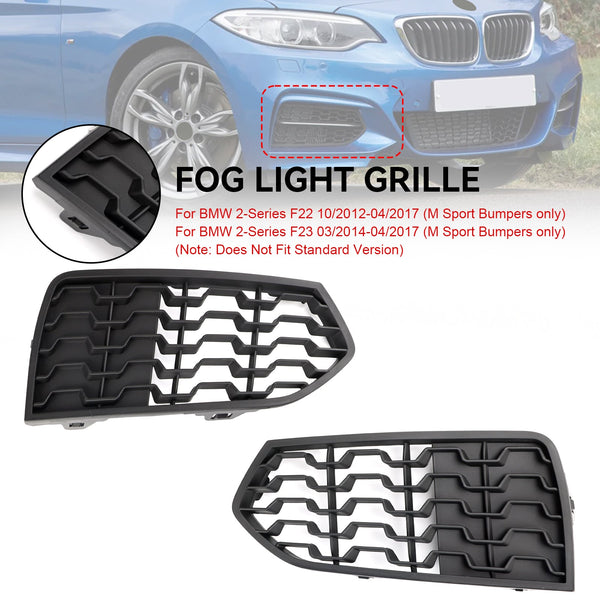 10/2012-04/2017 BMW 2-Series F22 (M Sport Bumpers only) 2PCS Front Bumper M Fog Light Grilles Grill 51118056797 51118056798 Generic