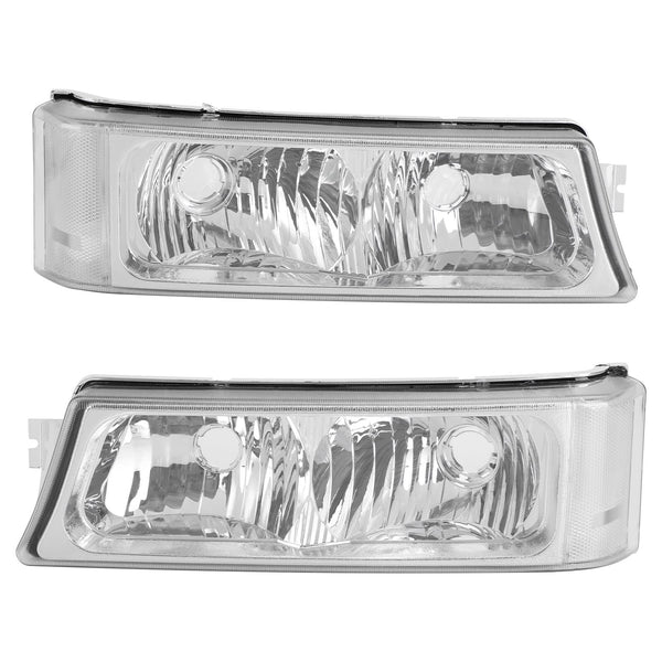 2003-2006 Silverado 1500/1500HD/2500HD/3500 Carcasa cromada Faros laterales transparentes/conjunto de lámpara 2502257 2503257 10366037 Genérico