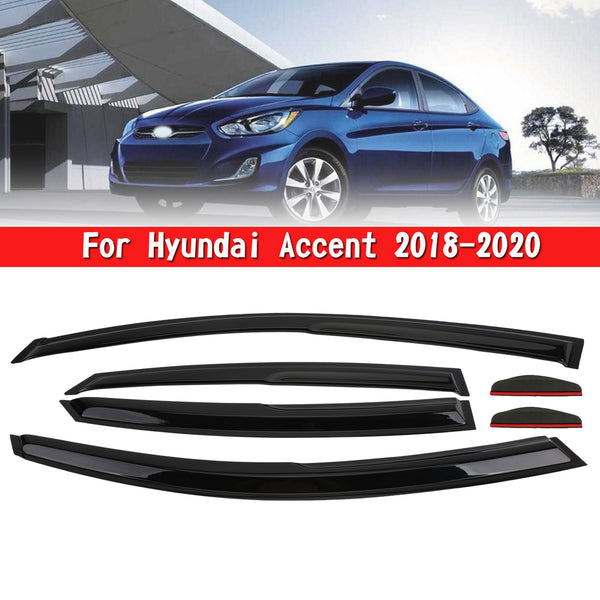 Bilfönster Sun Rain Guard Visir Kit 6PCS För Hyundai Accent 2018-2020 Generic