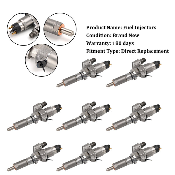 2001-2004.5 Chevy Silverado 2500HD/3500HD 6.6L LB7 Duramax Diesel 8PCS Fuel Injectors 0445120008 0986435502 97208074 Generic