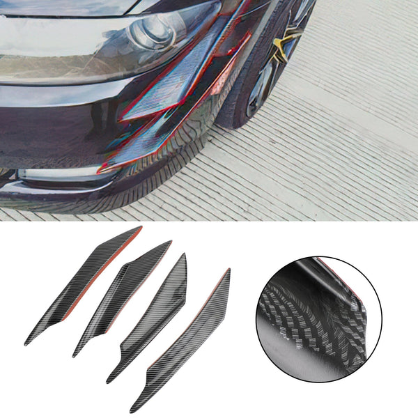 4st Universal främre stötfångare Fenor Body Splitter Spoiler Canards Kolfiber Look