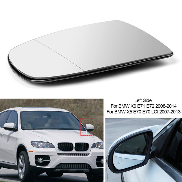 2008–2014 BMW X5 X6 E70 E71 E72 Linker beheizter Außenspiegel, weißes Glas, generisch