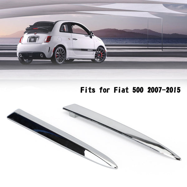 Paar Chrom-Frontstoßstangen-Obergrill-Zierleisten für Fiat 500 2007–2015 Generic