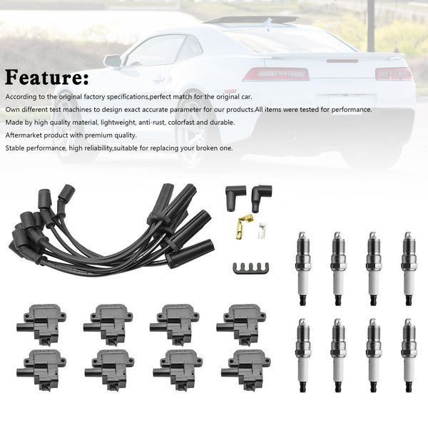 2001-2002 Chevrolet Pickup Silverado Suburban Van 8X Bobine d'allumage + Bougie d'allumage + Fil E247 IC334 Générique