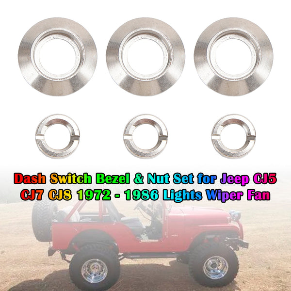 1972–1986 Jeep CJ5 CJ7 CJ Armaturenbrett-Schalterblende und Muttern-Set 987911 4000056 Generisch