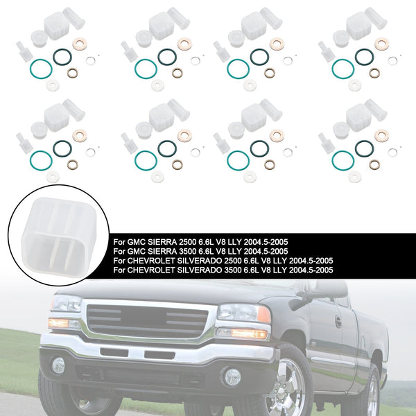 2004.5–2005 Chevy SILVERADO 2500/3500 6.6L V8 LLY 8-teiliges Reparaturset für Einspritzdüsen 0445120027 0986435504 97303657 Generisch