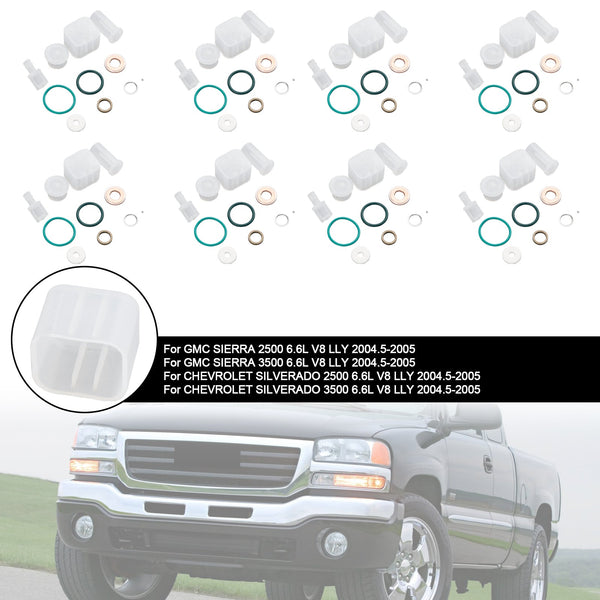 Kit de reparación de inyectores de combustible, 8 Uds., compatible con Chevy Fit GMC Duramax 6.6L 2004-2005 Diesel genérico