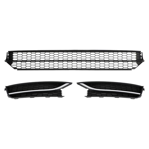 VW Passat 12-15 Front Lower Grille + Fog Light Cover W/O Hole Combo Set Generic