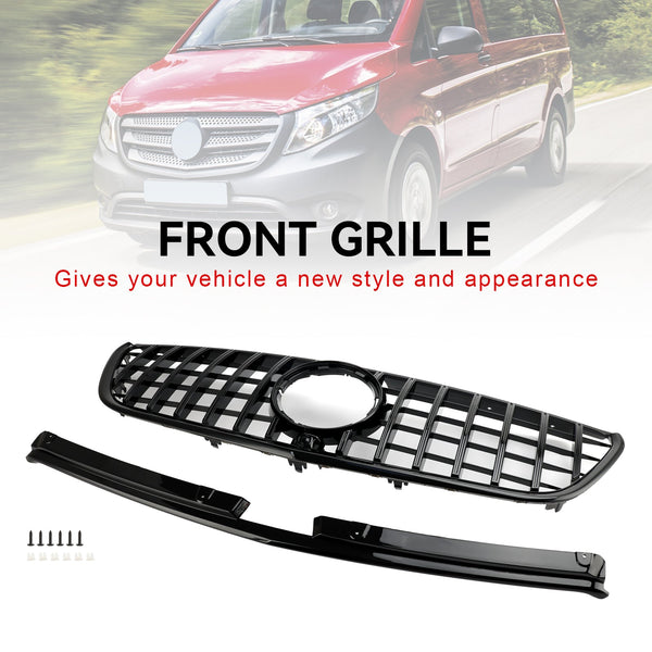 2015–2019 Mercedes Benz Vito W447 GT Style Gloss Black Front Bumper Grille Generic