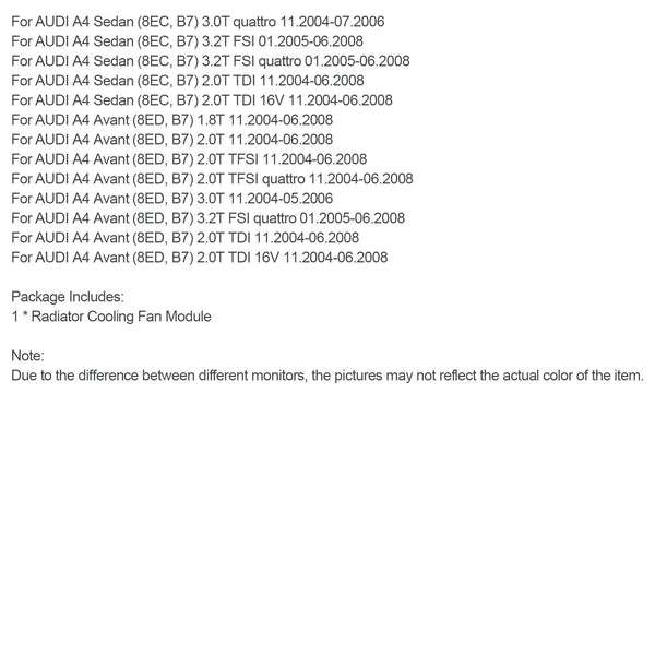 Audi A4 8E2 8E5 B6 Módulo de unidad de control del ventilador del radiador 8E0959501AB 8E0959501AG Genérico